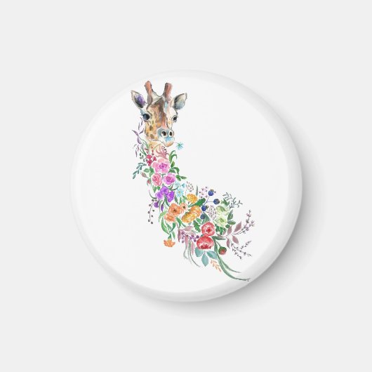 Colorful Flowers Bouquet Giraffe Magnet Gift (Voorkant)