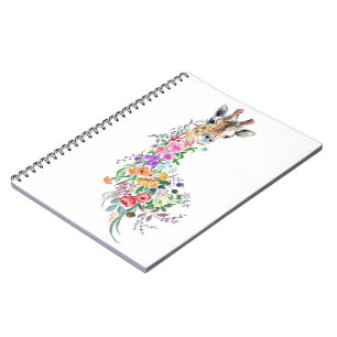 Colorful Flowers Bouquet Giraffe Notitieboek