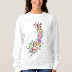 Colorful Flowers Bouquet Giraffe - Spring Trui