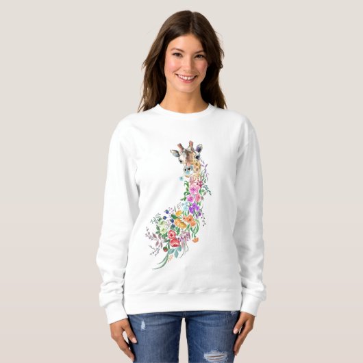 Colorful Flowers Bouquet Giraffe - Spring Trui (Voorkant volledig)