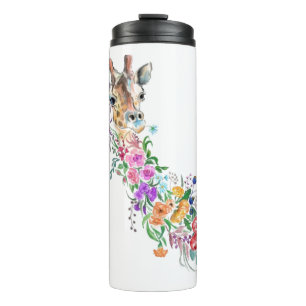 Colorful Flowers Bouquet Giraffe - Tekening Modern Thermosbeker