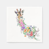 Colorful Flowers Bouquet Giraffe - Tekening Servet (Voorkant)