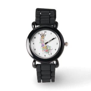 Colorful Flowers Bouquet Giraffe Watch Gift Horloge