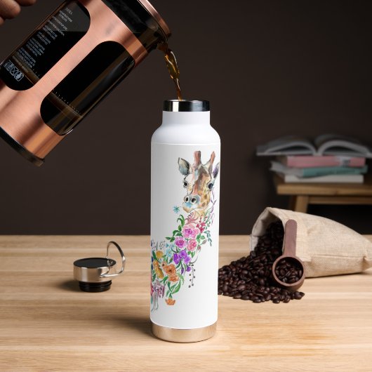 Colorful Flowers Bouquet Giraffe Water Fles (Koffie)
