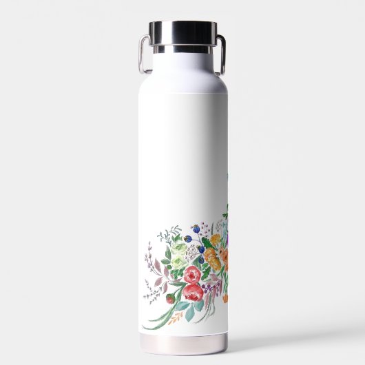 Colorful Flowers Bouquet Giraffe Water Fles (Voorkant)