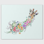 Colorful Flowers Bouquet Giraffe Wrapping Paper Cadeaupapier (Vlak)