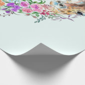 Colorful Flowers Bouquet Giraffe Wrapping Paper Cadeaupapier (Hoek)