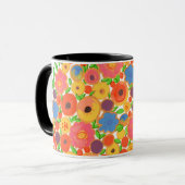 Colorful Flowers Bouquet in a Black Boho Vase Mok (Voorkant links)