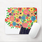 Colorful Flowers Bouquet in a Black Boho Vase Muismat (Met muis)