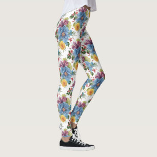 Colorful Flowers Bouquet Seamless Pattern GR4 Leggings