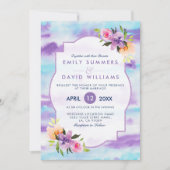 Colorful Flowers BouquetWatercolor Wedding Invite Kaart (Voorkant)