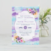 Colorful Flowers BouquetWatercolor Wedding Invite Kaart (Staand voorkant)