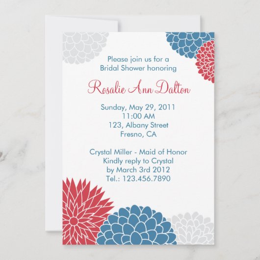 Colorful Flowers Bridal Shower Invitation Kaart (Voorkant)
