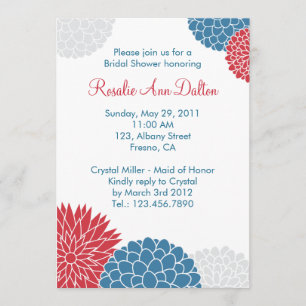Colorful Flowers Bridal Shower Invitation Kaart