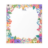 Colorful Flowers & Butterflies Monogramed Notitieblok (Voorkant)