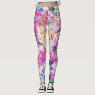 Colorful Flowers Collage Leggings