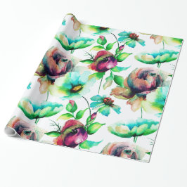 Colorful Flowers Collage Seamless Patroon Cadeaupapier