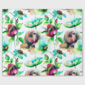 Colorful Flowers Collage Seamless Patroon Cadeaupapier (Vlak)