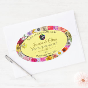 Colorful Flowers Cream Product Labels harten Logo