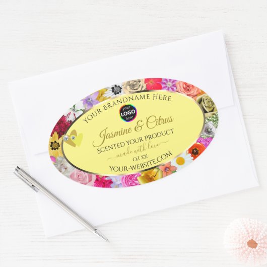 Colorful Flowers Cream Product Labels harten Logo (Envelop)
