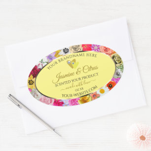 Colorful Flowers Cream Product Labels met hart