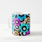Colorful flowers daisies Blue Turquoise Purple  Koffiemok (Voorkant links)
