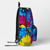 Colorful Flowers, Daisies - Blue Yellow Pink Bedrukte Rugzak (Links)
