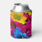 Colorful Flowers, Daisies - Blue Yellow Pink Blikjeskoeler (Blikje Voorkant)