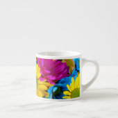 Colorful Flowers, Daisies - Blue Yellow Pink Espresso Kop (Rechts)