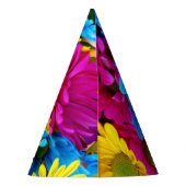 Colorful Flowers, Daisies - Blue Yellow Pink Feesthoedjes (Achterkant)