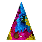 Colorful Flowers, Daisies - Blue Yellow Pink Feesthoedjes (Links)