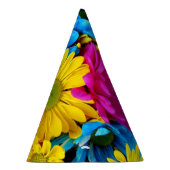 Colorful Flowers, Daisies - Blue Yellow Pink Feesthoedjes (Rechts)