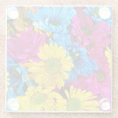 Colorful Flowers, Daisies - Blue Yellow Pink Glazen Onderzetter (Achterkant)