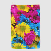 Colorful Flowers, Daisies - Blue Yellow Pink Golfhanddoek (Voorkant)