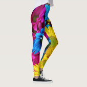 Colorful Flowers, Daisies - Blue Yellow Pink Leggings (Rechts)