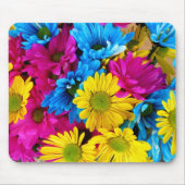 Colorful Flowers, Daisies - Blue Yellow Pink Muismat (Voorkant)