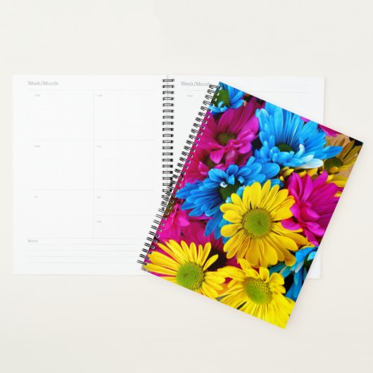 Colorful Flowers, Daisies - Blue Yellow Pink Planner (Display)