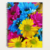 Colorful Flowers, Daisies - Blue Yellow Pink Planner (Voorkant)