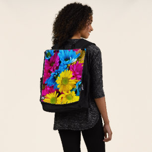 Colorful Flowers, Daisies - Blue Yellow Pink Rugtassen