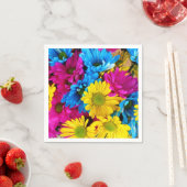 Colorful Flowers, Daisies - Blue Yellow Pink Servet (Insitu)