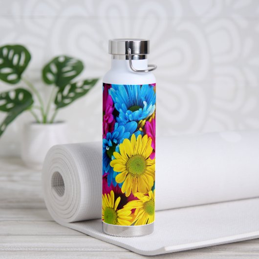 Colorful Flowers, Daisies - Blue Yellow Pink Waterfles (Yoga)