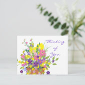 Colorful Flowers denking of You Briefkaart (Staand voorkant)