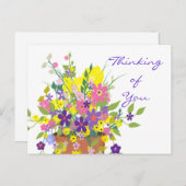 Colorful Flowers denking of You Briefkaart (Voorkant / Achterkant)