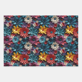 Colorful Flowers die papierbladen overvullen Inpakpapier Vel