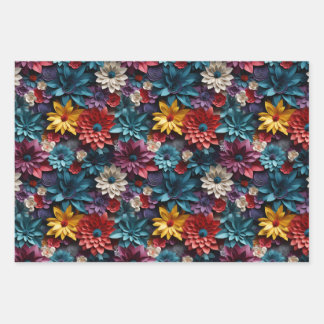 Colorful Flowers die papierbladen overvullen Inpakpapier Vel
