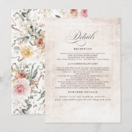 Colorful Flowers Elegant Boho Wedding Details Informatiekaartje