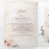 Colorful Flowers Elegant Boho Wedding Drieluik Uitnodiging (Binnenzijde eerst)