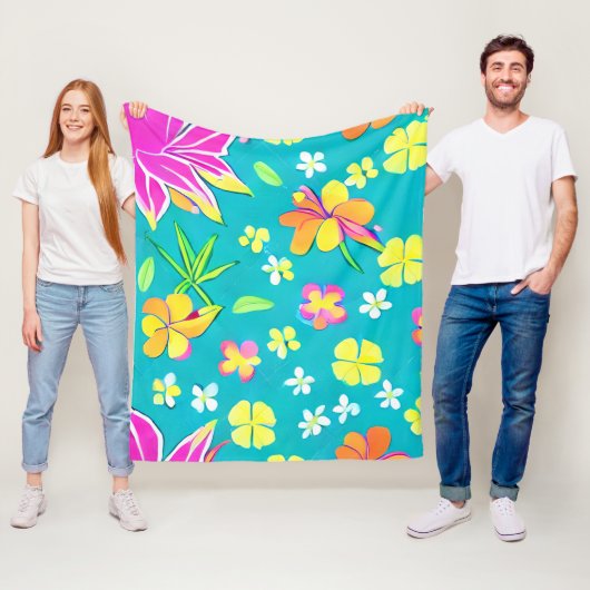 Colorful Flowers Fleece Deken (In situ)