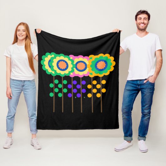 Colorful Flowers Fleece Deken (In situ)