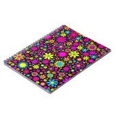 Colorful Flowers Floral Black Background Pattern Notitieboek (Linkerzijde)